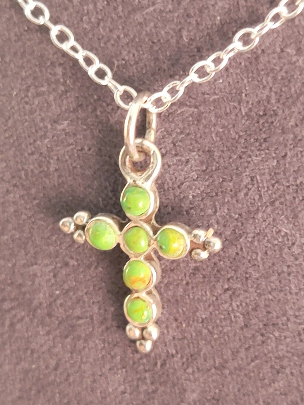 Barse Sterling Tiny Blue Turquoise Cross Pendant Necklace